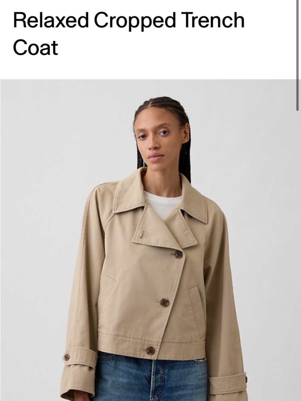 Zara Relaxed Cropped Trench Coat in Beige
